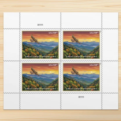 NOT Forever Stamp-2022 $28.75 Great Smoky Mountains Scenic Landscape, Priority Mail Express Rate