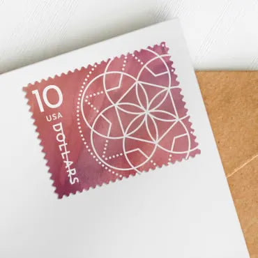 NOT Forever Stamp-$10 Stamps 2023 Floral Geometry – Art Collection, High Value Postage