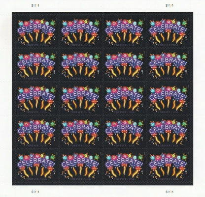 Forever Stamps 2015 Neon Celebrate – Festive Greetings, First-Class Postage
