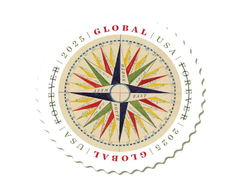 Global Forever Stamps 2025 Compass Rose – International Mailing, First-Class Postage