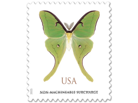 NOT Forever Stamp-Non-Machinable Surcharge $1.29 Stamps 2025 Luna Moth – Nature Series, First-Class Rate