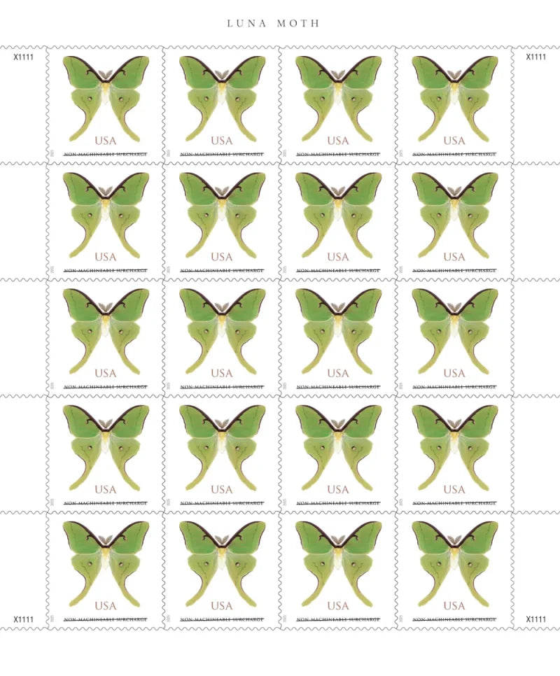 NOT Forever Stamp-Non-Machinable Surcharge $1.29 Stamps 2025 Luna Moth – Nature Series, First-Class Rate