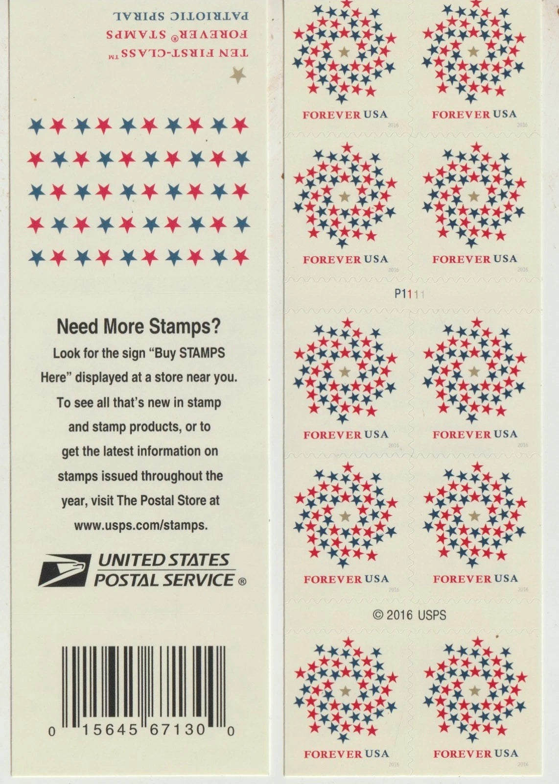 Forever Stamps 2016 Patriotic Spiral – National Pride, First-Class Postage